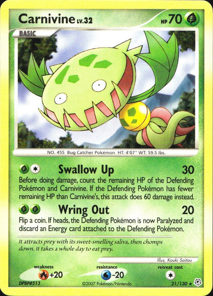 Carnivine 21/130 Rare Diamond & Pearl Pokemon Near Mint