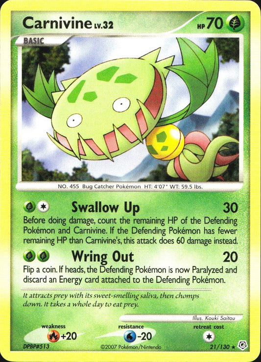 Carnivine 21/130 Rare Diamond & Pearl Pokemon Near Mint