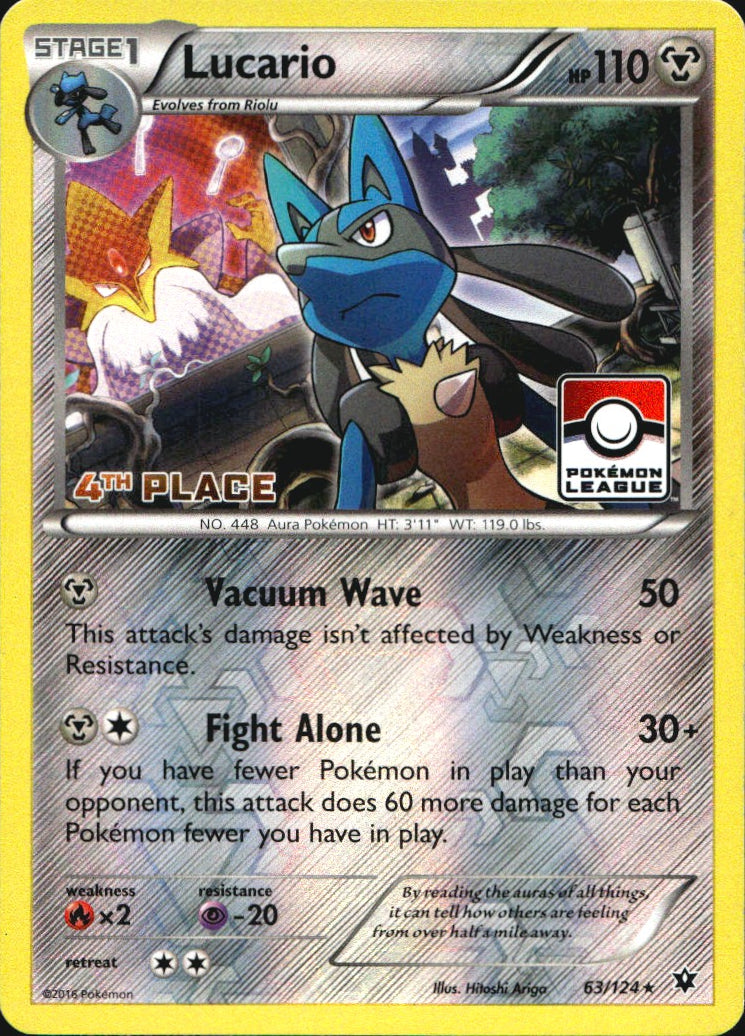 Lucario 063/124 4th Place Stamp Promo League & Championship Cards Near Mint