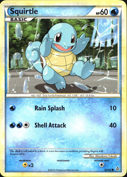 Squirtle 63/95 Common HGSS Unleashed Pokemon Near Mint