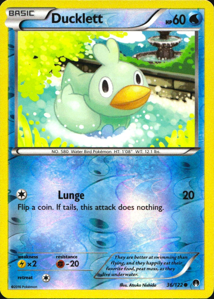 Ducklett 36/122 Common BREAKpoint Pokemon Reverse Holo Near Mint