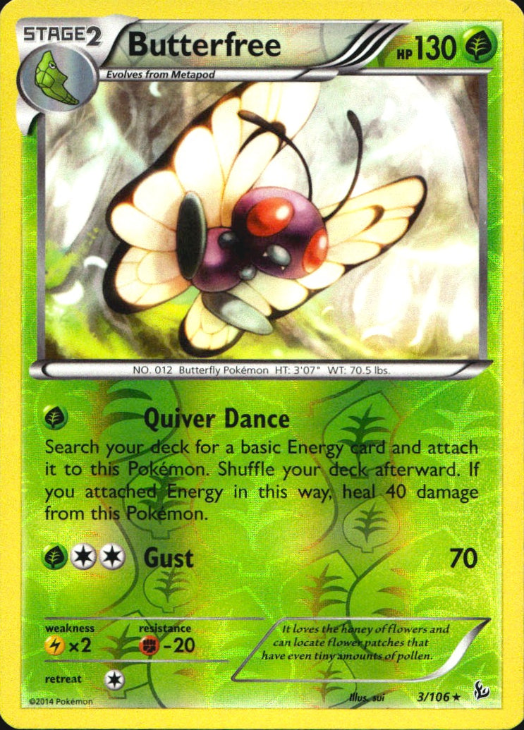 Butterfree 3/106 Rare Flashfire Pokemon Reverse Holo Near Mint