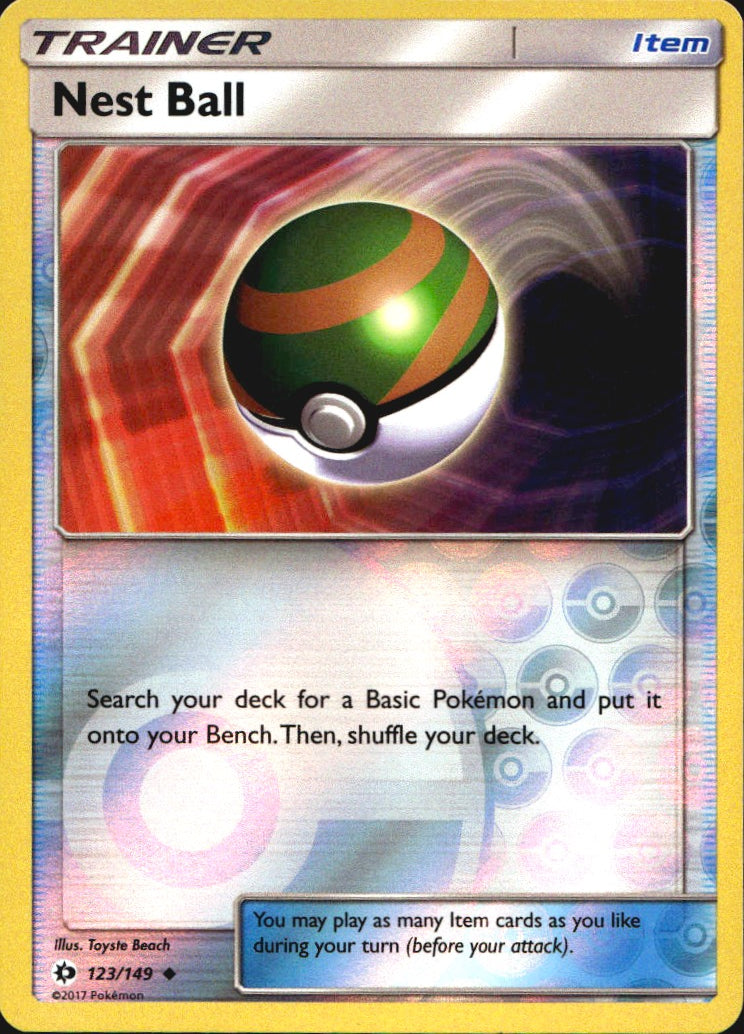 Nest Ball 123/149 Uncommon SM Base Set Pokemon Reverse Holo Near Mint