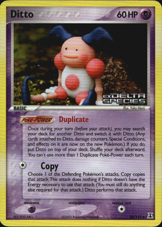 Ditto 38/113 Uncommon Delta Species Pokemon Reverse Holo Moderately Played