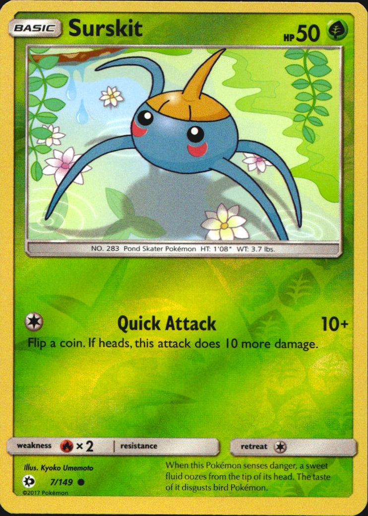 Surskit 7/149 Common Sun & Moon Pokemon Reverse Holo Near Mint
