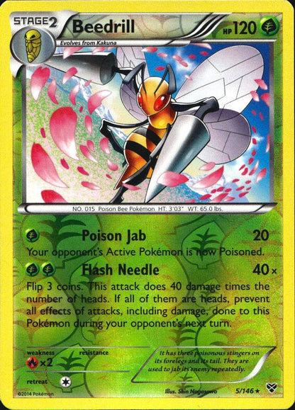 Beedrill 5/146 Rare XY Pokemon Reverse Holo Near Mint