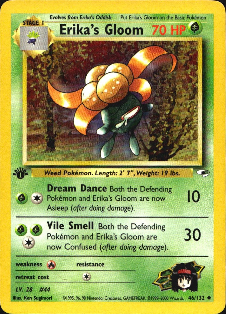 Erika's Gloom 46/132 Uncommon Gym Heroes Pokemon 1st Edition Near Mint