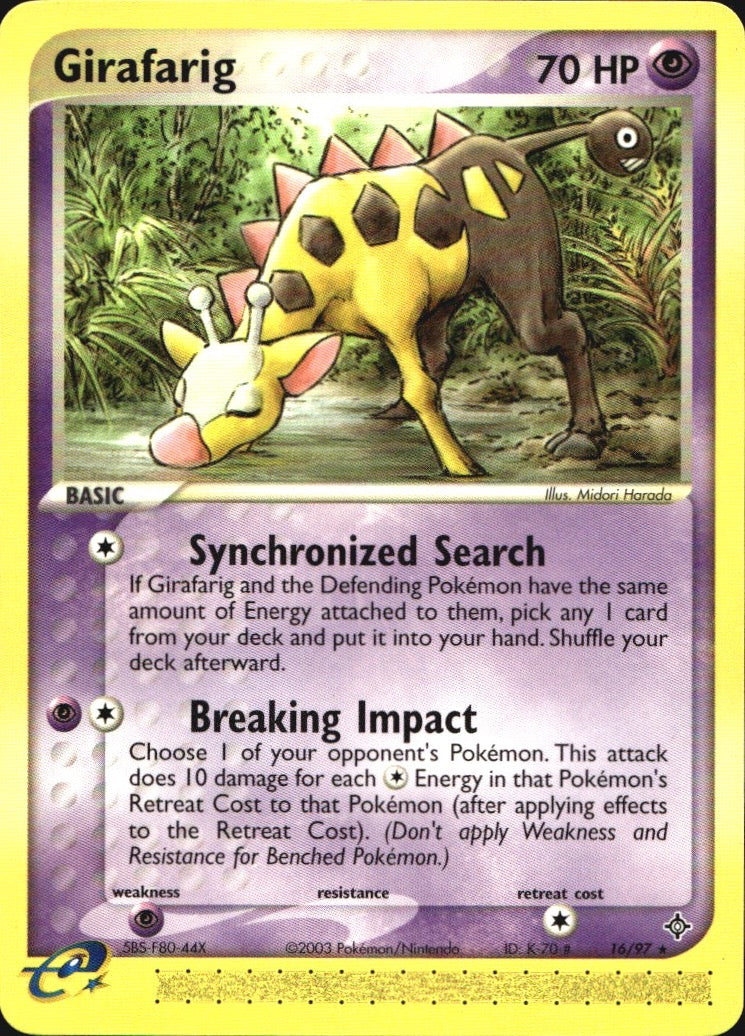 Girafarig 16/97 Rare Dragon Pokemon Near Mint