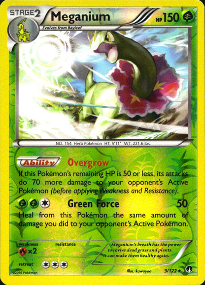 Meganium 3/122 Holo Rare BREAKpoint Pokemon Reverse Holo Near Mint