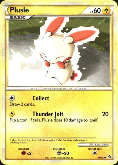 Plusle 36/95 Uncommon HGSS Unleashed Pokemon Near Mint