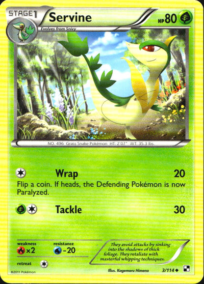 Servine 3/114 Uncommon Black & White Pokemon Near Mint