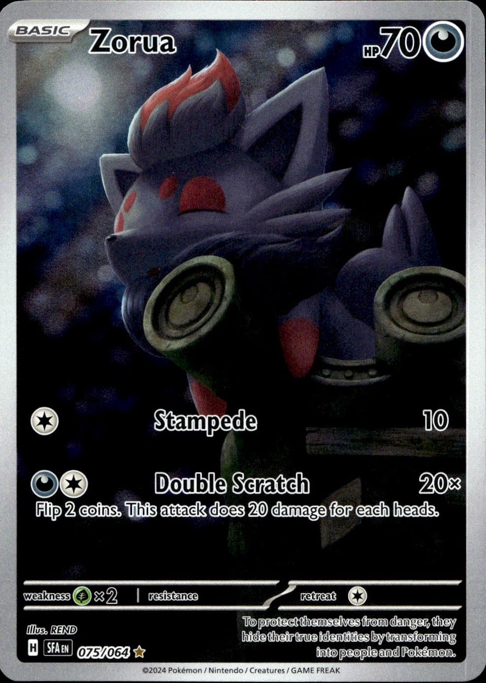 Zorua 75/64 Illustration Rare Shrouded Fable Pokemon Near Mint