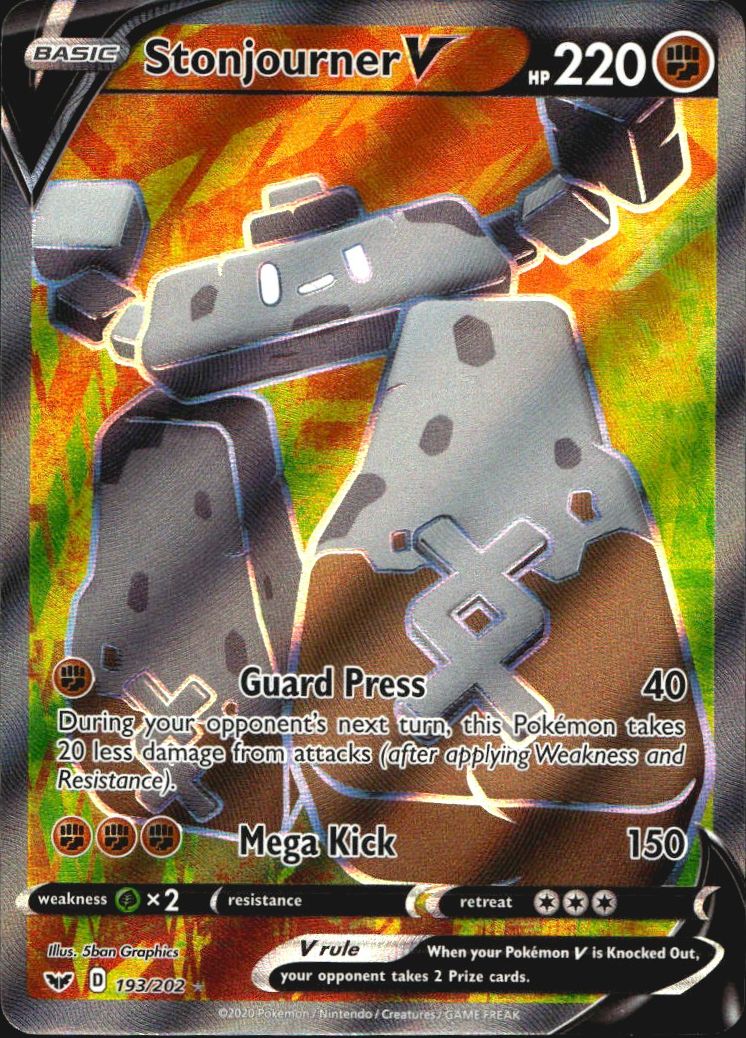 Stonjourner V 193/202 Rare Ultra Sword & Shield Pokemon Near Mint