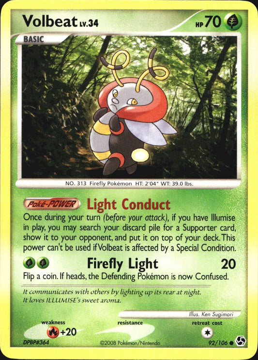 Volbeat 92/106 Common Great Encounters Pokemon Near Mint
