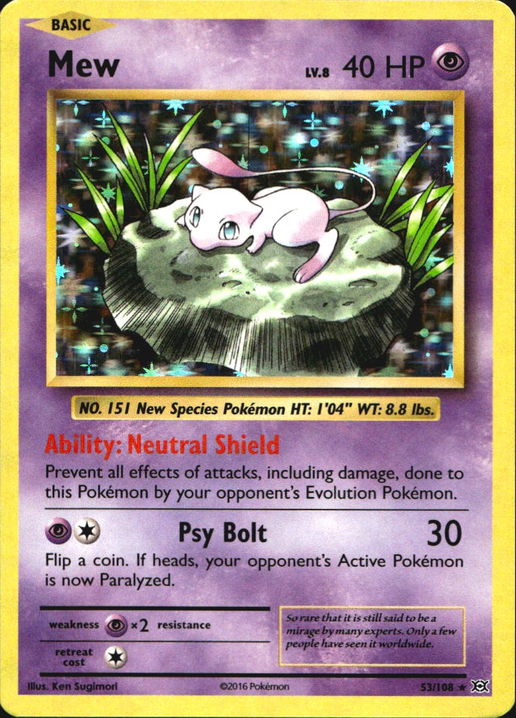 Mew 53/108 Holo Rare Evolutions Pokemon Near Mint