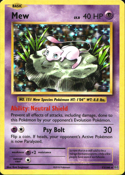 Mew 53/108 Holo Rare Evolutions Pokemon Near Mint