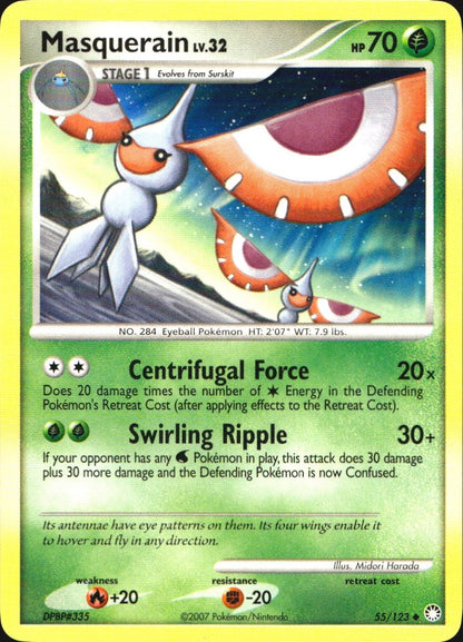 Masquerain 55/123 Uncommon Mysterious Treasures Pokemon Near Mint
