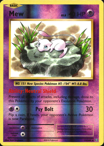 Mew 53/108 Evolutions Pokemon Reverse Holo Near Mint