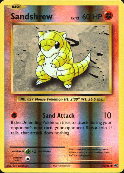 Sandshrew 54/108 Common Evolutions Pokemon Reverse Holo Near Mint