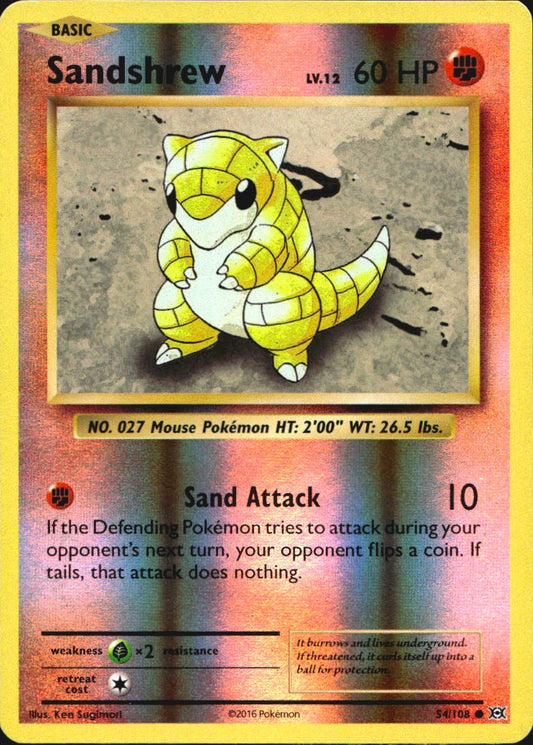 Sandshrew 54/108 Common Evolutions Pokemon Reverse Holo Near Mint