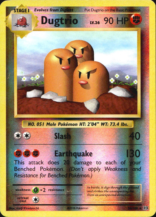 Dugtrio 56/108 Rare Evolutions Pokemon Reverse Holo Near Mint