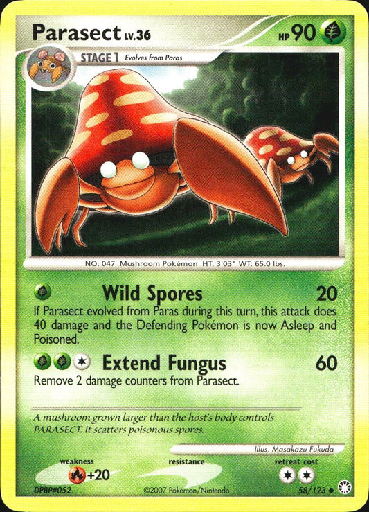 Parasect 58/123 Uncommon Mysterious Treasures Pokemon Near Mint