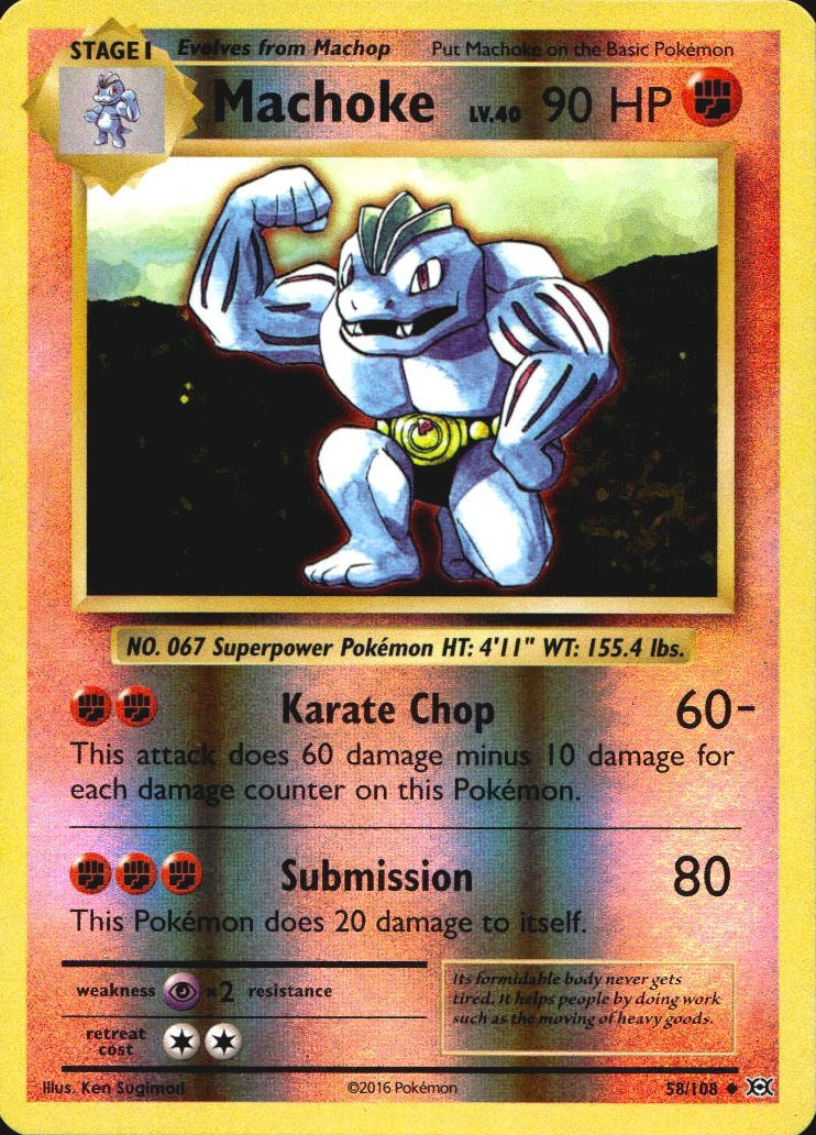 Machoke 58/108 Uncommon Evolutions Pokemon Reverse Holo Near Mint