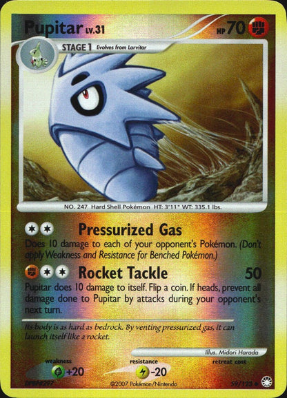 Pupitar 59/123 Uncommon Mysterious Treasures Pokemon Reverse Holo Near Mint