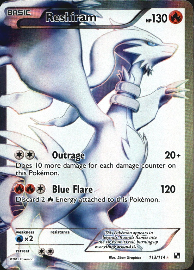 Reshiram 113/114 Rare Ultra Black & White Pokemon Near Mint
