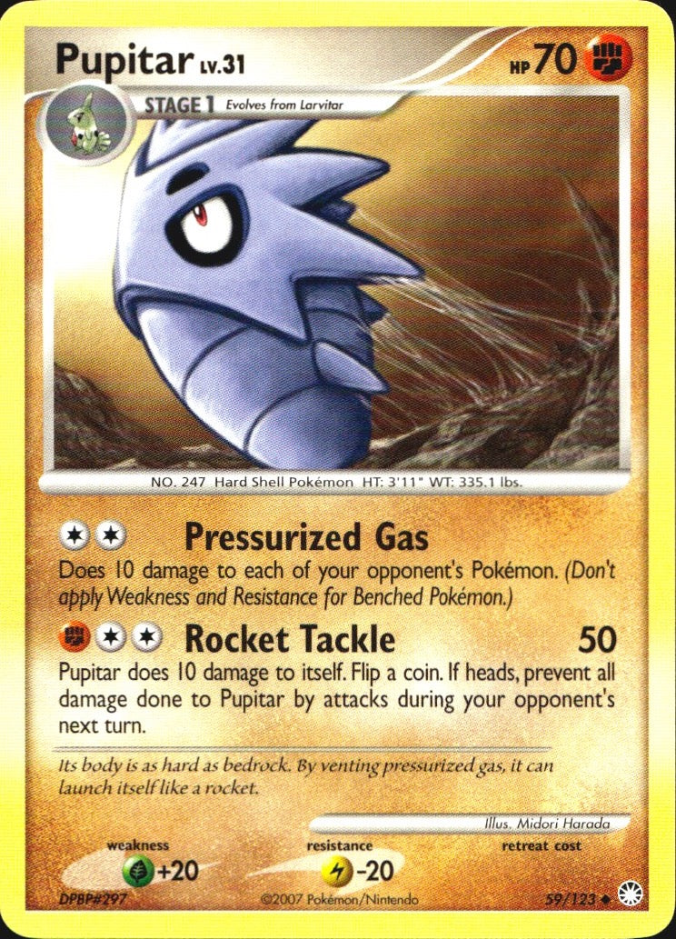 Pupitar 59/123 Uncommon Mysterious Treasures Pokemon Near Mint