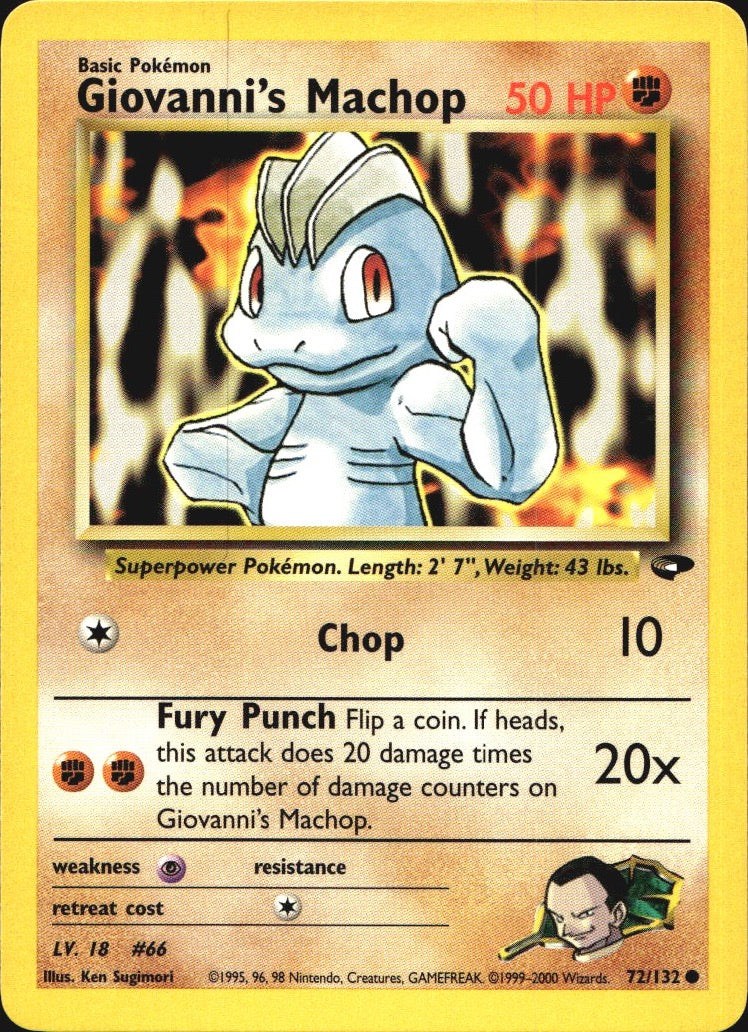 Giovanni's Machop 72/132 Common Gym Challenge Pokemon Near Mint