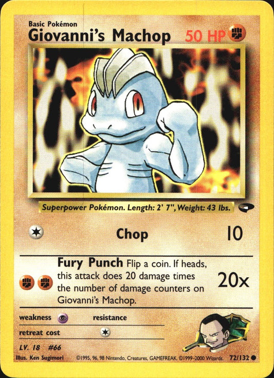 Giovanni's Machop 72/132 Common Gym Challenge Pokemon Near Mint
