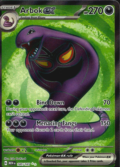 Arbok ex 185/165 Ultra Rare 151 Pokemon Near Mint