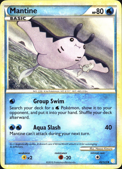 Mantine 45/123 Uncommon HeartGold & SoulSilver Pokemon Near Mint