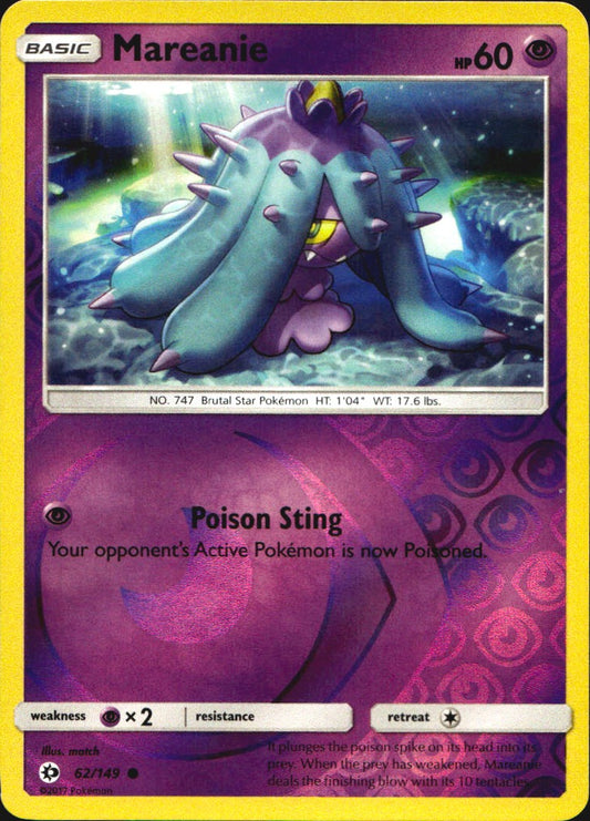 Mareanie 62/149 Common Sun & Moon Pokemon Reverse Holo Near Mint