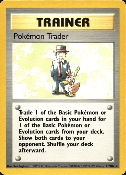 Pokemon Trader 77/102 Rare Base Set Pokemon Near Mint