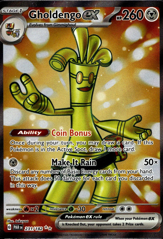 Gholdengo ex 231/182 Ultra Rare Paradox Rift Pokemon Near Mint