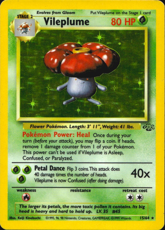 Vileplume 15/64 Holo Rare Jungle Pokemon Heavily Played