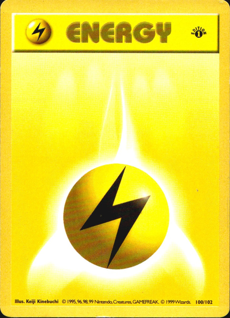 Lightning Energy 100/102 Common Base Set Shadowless Pokemon 1st Edition LP