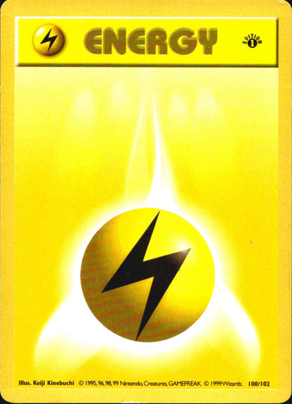 Lightning Energy 100/102 Common Base Set Shadowless Pokemon 1st Edition LP
