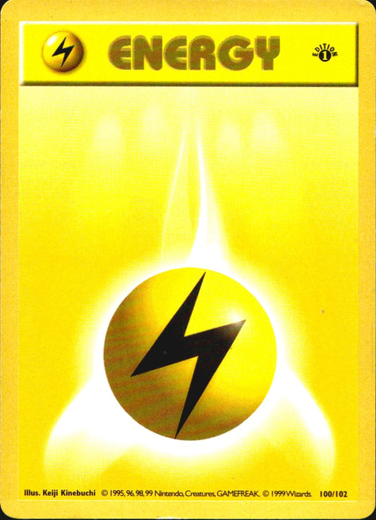 Lightning Energy 100/102 Common Base Set Shadowless Pokemon 1st Edition LP