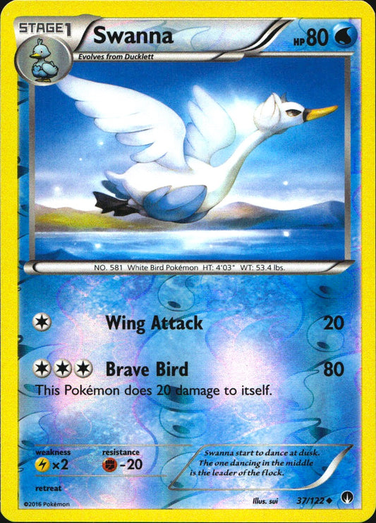 Swanna 37/122 Uncommon BREAKpoint Pokemon Reverse Holo Near Mint