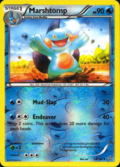Marshtomp 34/160 Uncommon Primal Clash Pokemon Reverse Holo Near Mint