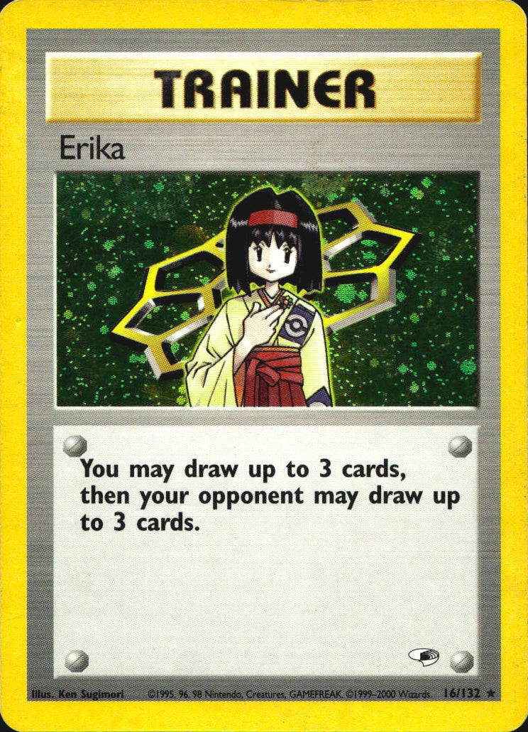 Erika 16/132 Holo Rare Gym Heroes Pokemon Heavily Played