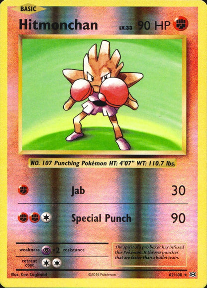 Hitmonchan 62/108 Evolutions Pokemon Reverse Holo Near Mint