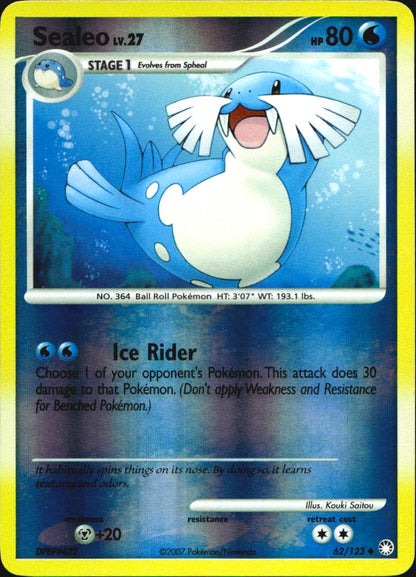 Sealeo 62/123 Uncommon Mysterious Treasures Pokemon Reverse Holo Near Mint
