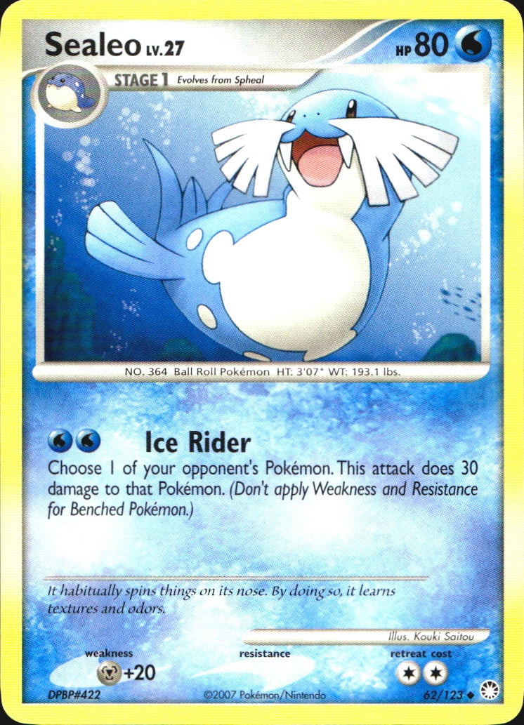 Sealeo 62/123 Uncommon Mysterious Treasures Pokemon Near Mint
