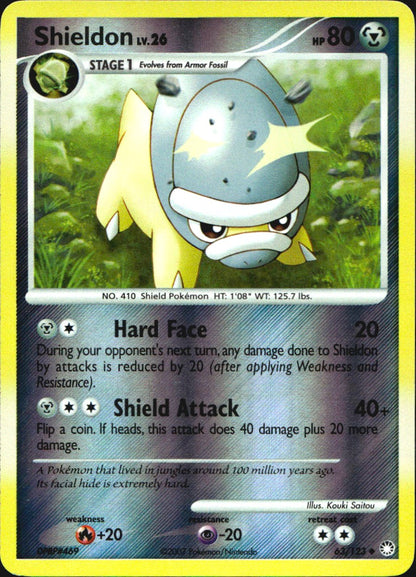 Shieldon 63/123 Uncommon Mysterious Treasures Pokemon Reverse Holo Near Mint