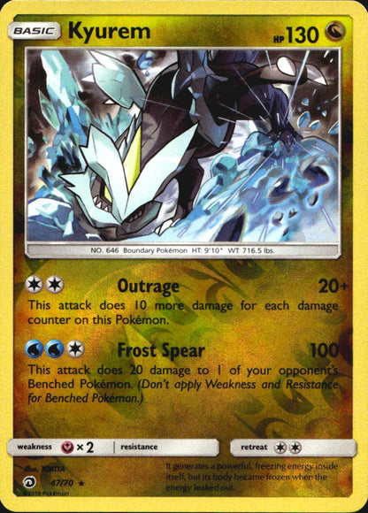 Kyurem 47/70 Holo Rare Dragon Majesty Pokemon Reverse Holo Near Mint