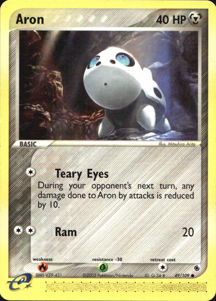 Aron 49/109 Common Ruby & Sapphire Pokemon Near Mint